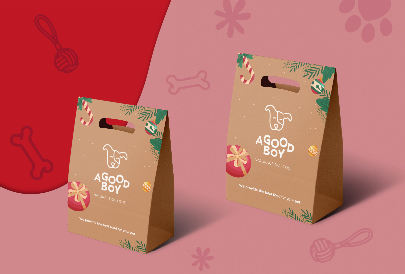 CARDBOARD BAGS Image of cardboard bags for packaging with A good boy logo in center