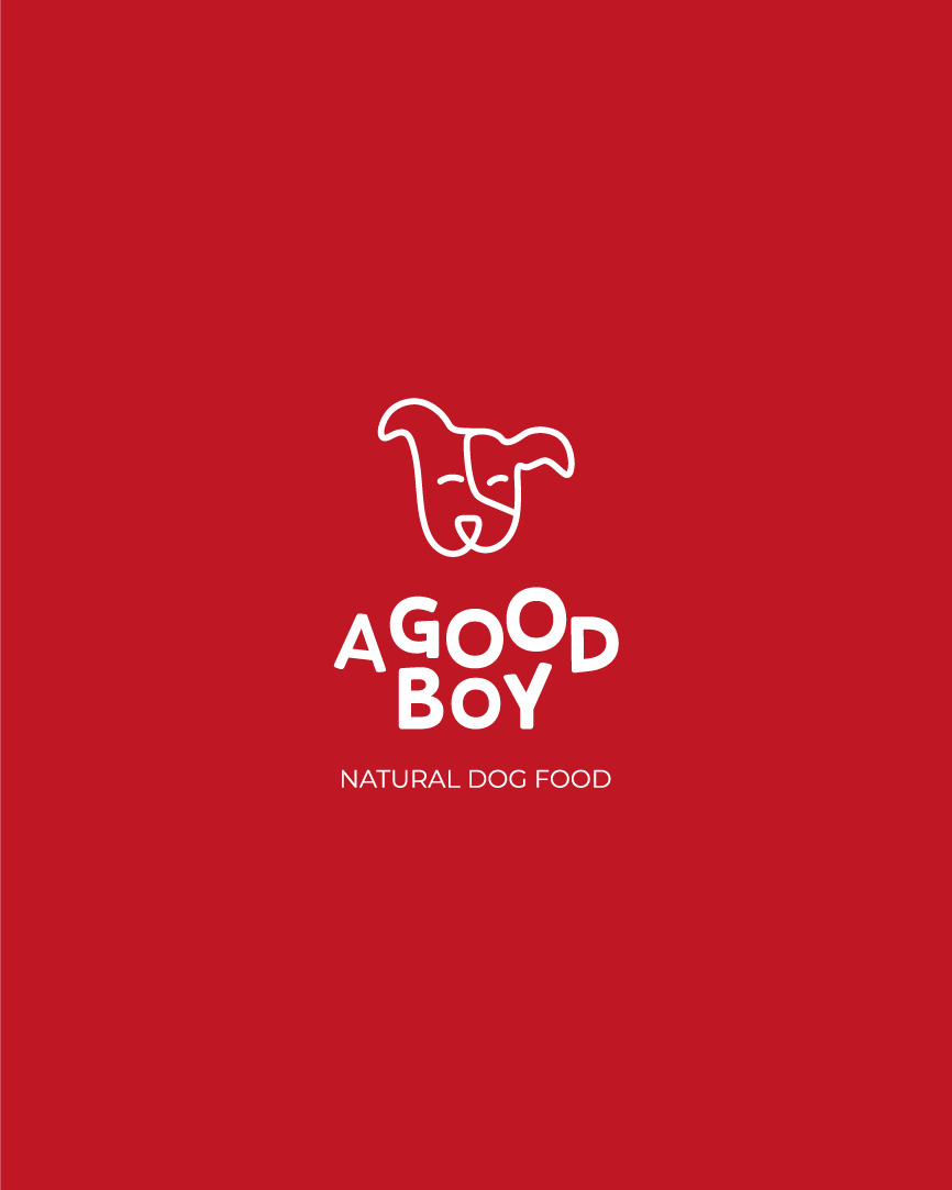 RED LOGO Red image with a good boy logo in the center