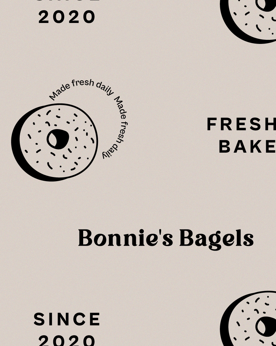 BONNIE´S BAGELS PATTERN image of bonnie's bagels pattern, with illustrated doughnuts