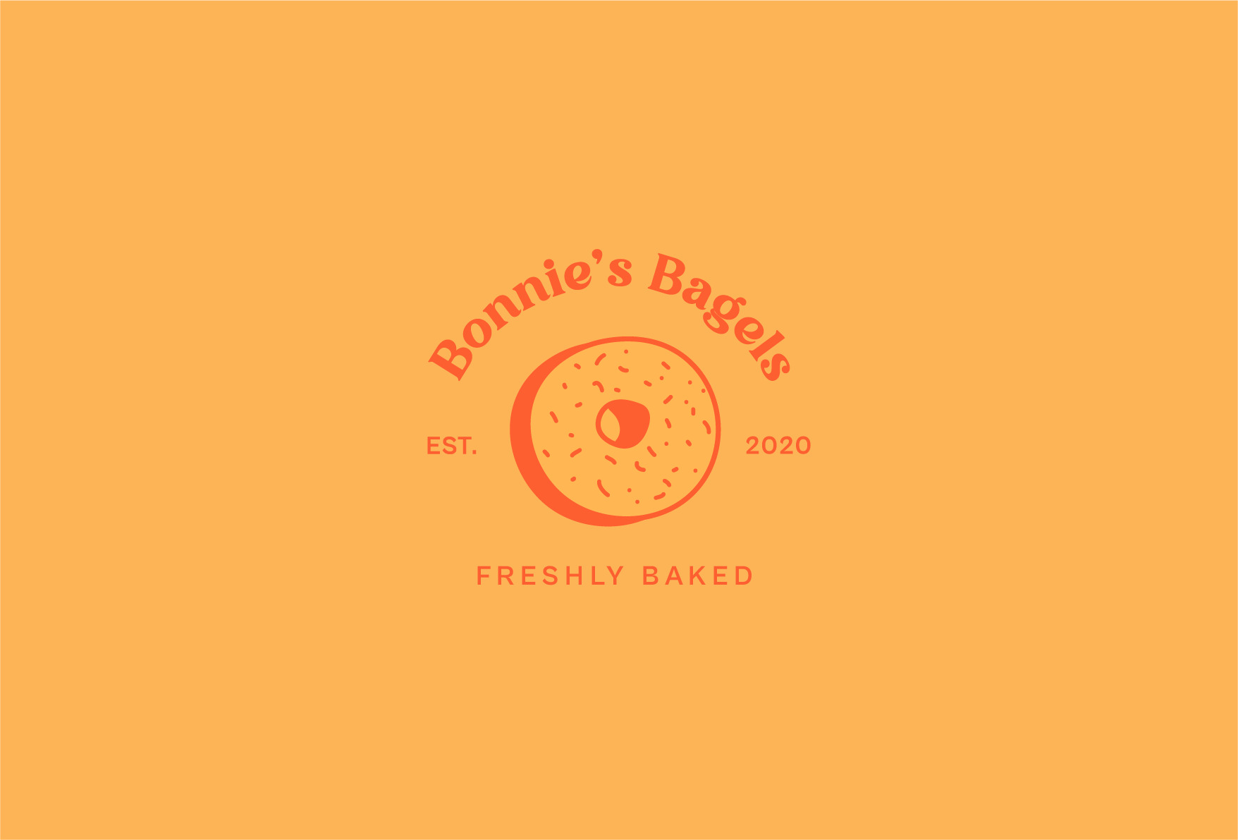 ORANGE BONNIE´S LOGO yellow image with orange bonnie's bagels logo in the middle