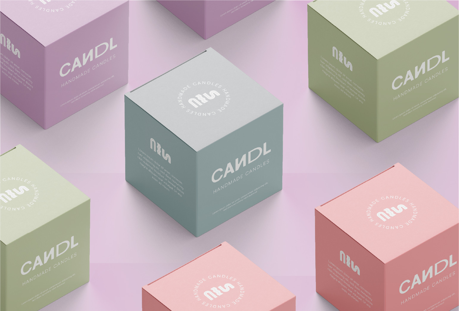 PACKAGING BOXES image of green, light blue, pink and purple packaging boxes